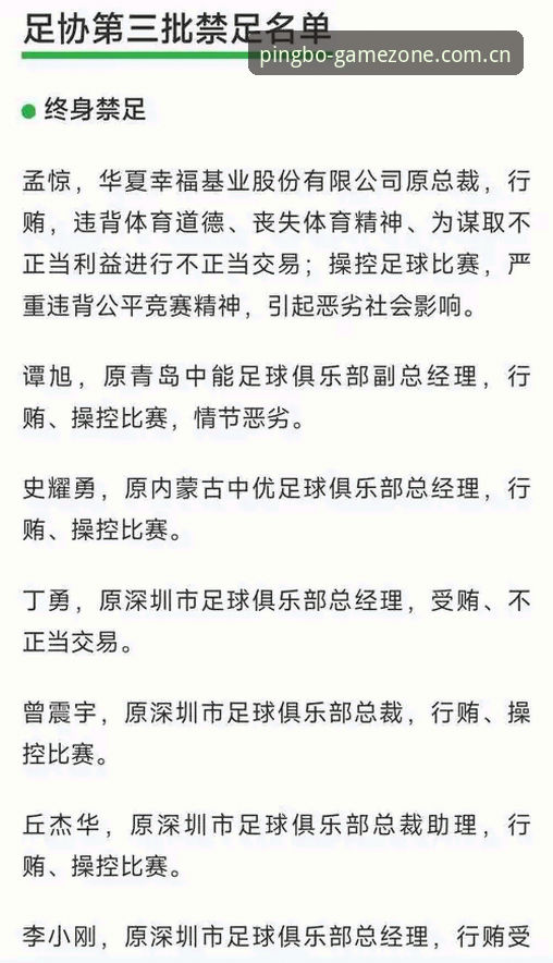 足协第三批禁足名单解析：从平博体育官网视角看中国足球反腐完整使用指南